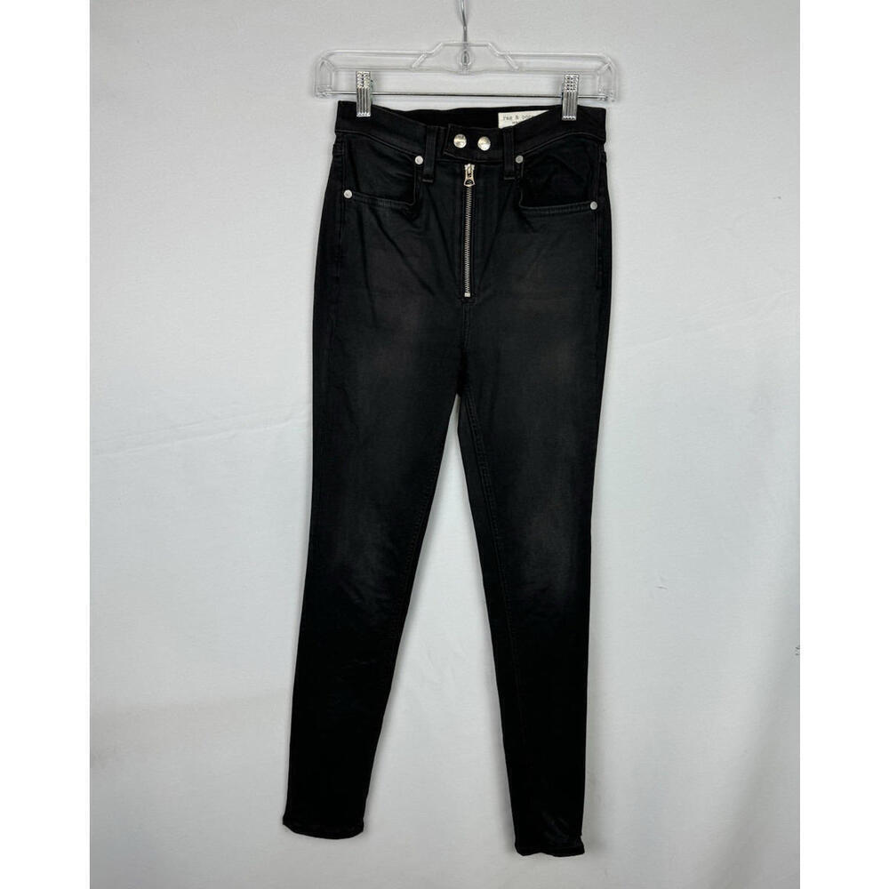 Rag & Bone Baxter Coated Skinny Jeans Black Size 26x27